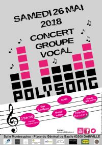 Polysong en concert gratuit. Le samedi 26 mai 2018 à Dainville. Pas-de-Calais.  19H30
